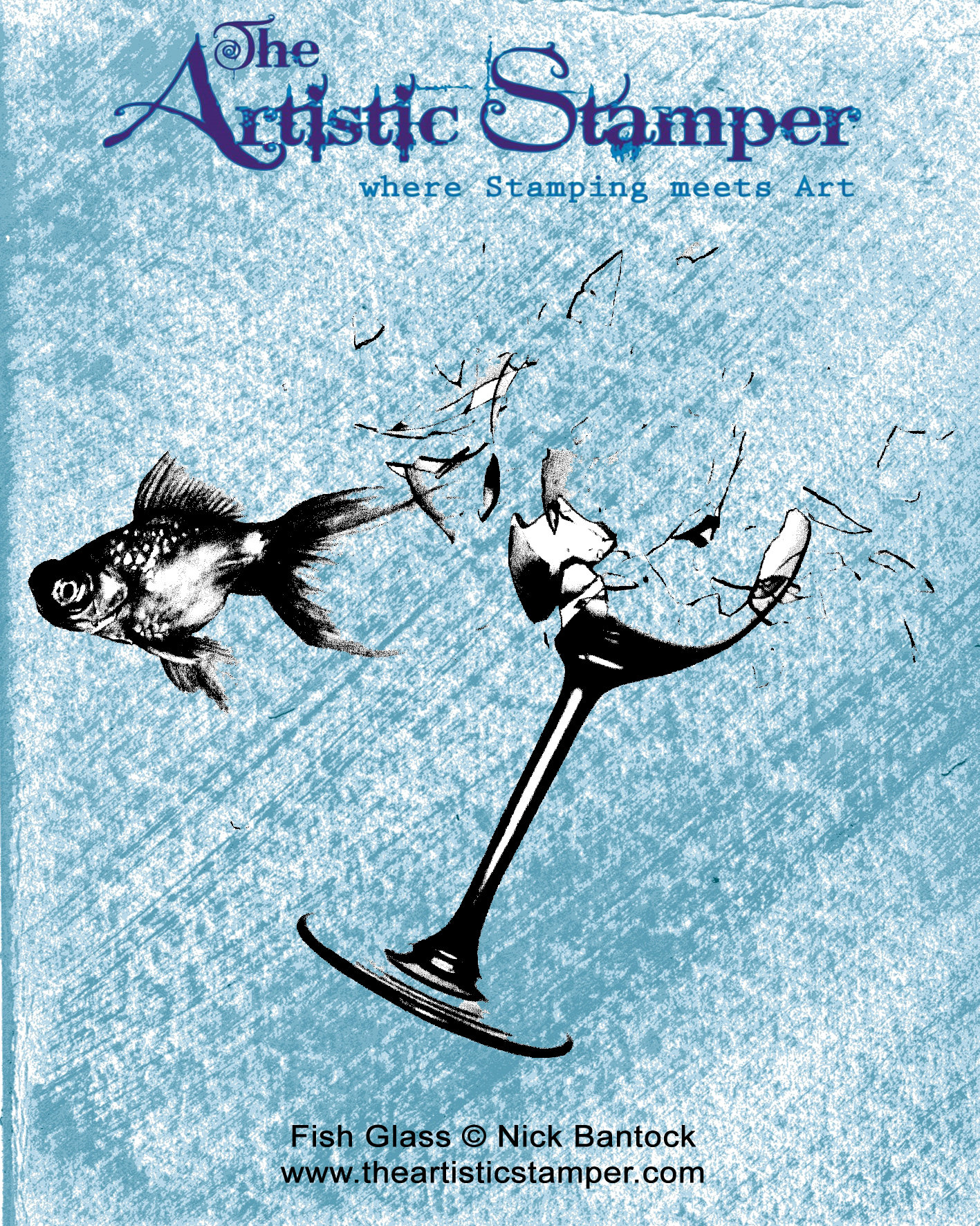 Nick Bantock Cling Rubber Stamp: Fish Glass