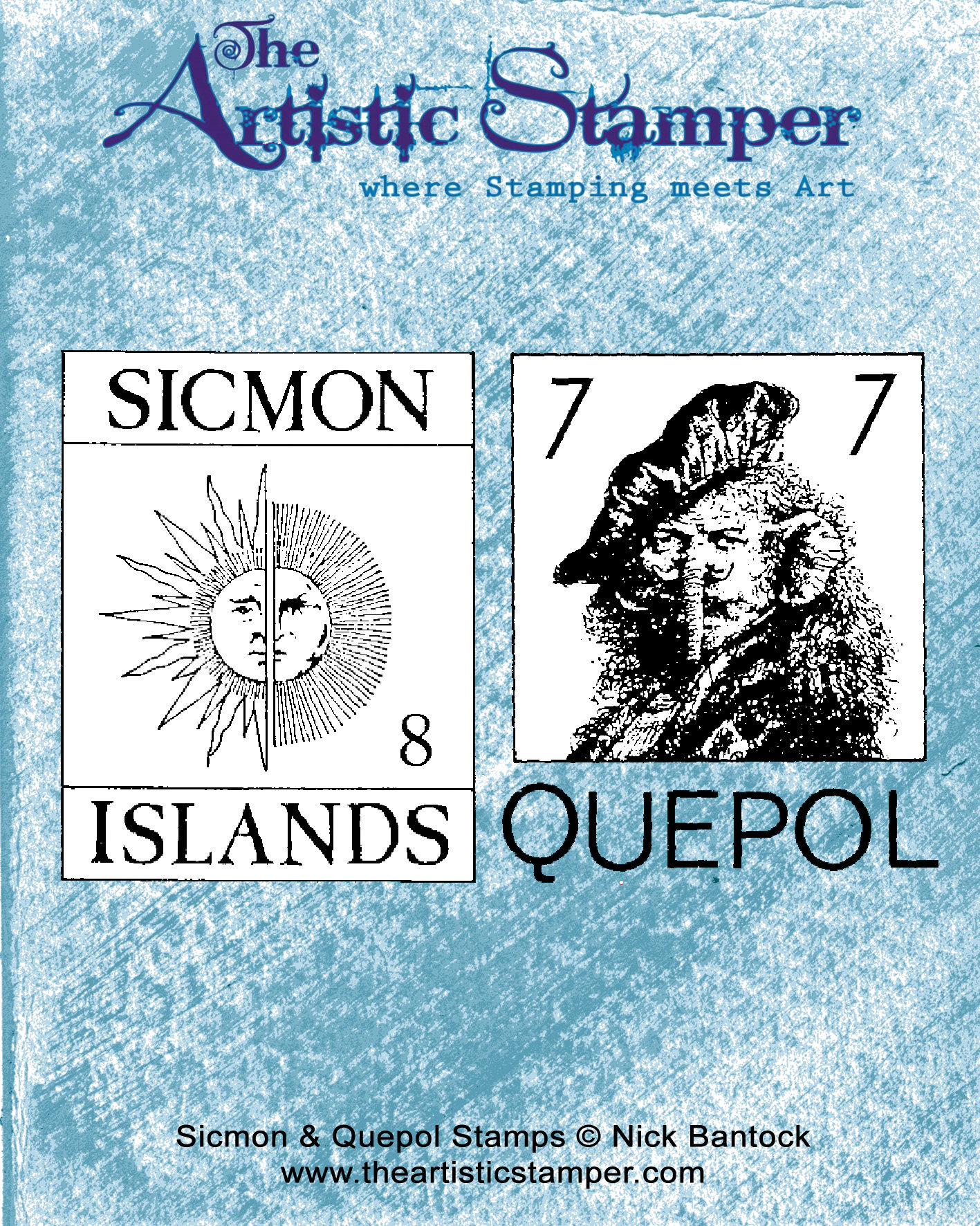 NEW: Nick Bantock Cling Rubber Stamp Duo: Sicmon & Quepol