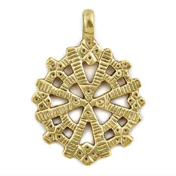 SOLD: Brass Radiating Coptic Cross Pendant