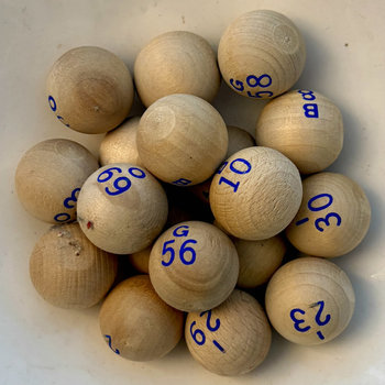SOLD: Vintage Wood Bingo Balls: Set of 18