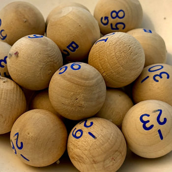 SOLD: Vintage Wood Bingo Balls: Set of 18