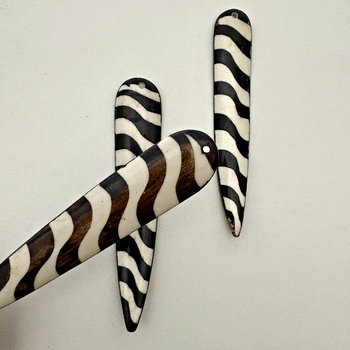 Kenyan Batik Bone Pendant: Zebra Spear