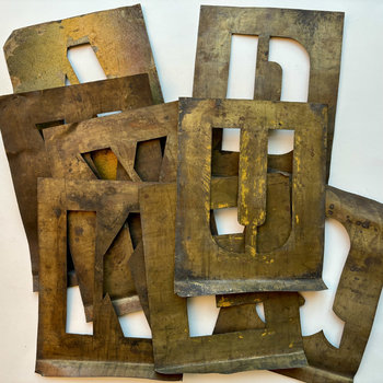 Vintage Large Brass Letter Stencil Set