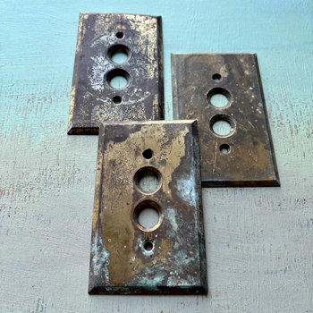 SOLD: Vintage Brass Switch Covers Trio