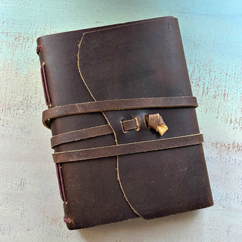 Coffee Brown Leather Journal: Ruled Ochre Pages