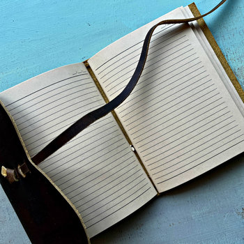 Coffee Brown Leather Journal: Ruled Ochre Pages