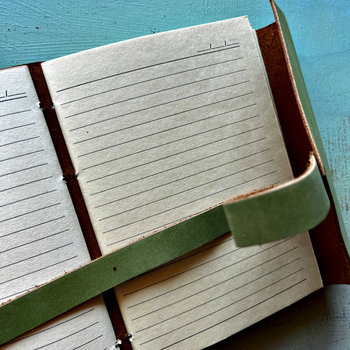 Moss Green Leather Journal: Ruled Ochre Pages