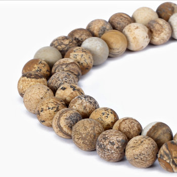 Picture Jasper Matte Round Beads