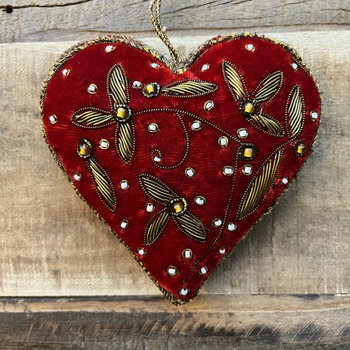 Red Velvet Embroidered Heart
