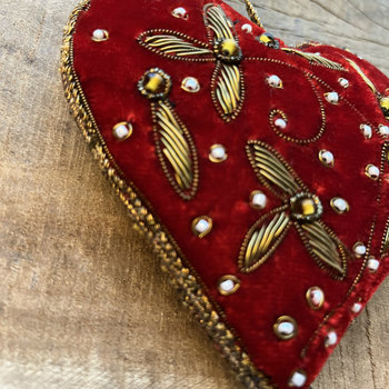 Red Velvet Embroidered Heart