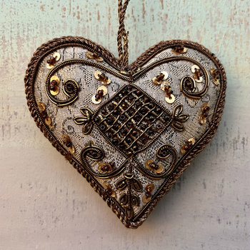 Taupe Embroidered Heart