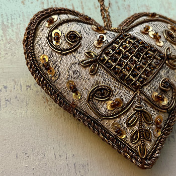 Taupe Embroidered Heart