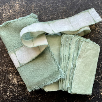 NEW: Paper Bundle with Canvas Wrap + Cotton Ribbon: Mulberry Green Small