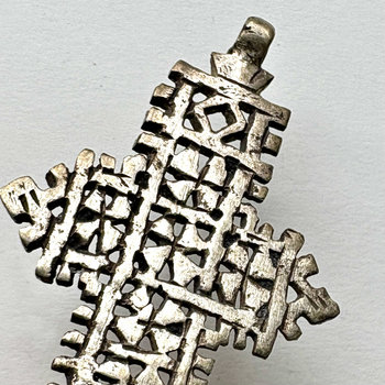 Ethiopian Silver Metal Coptic Cross Pendant