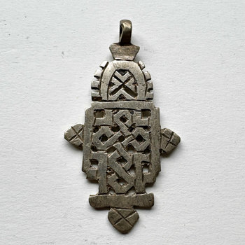 Ethiopian Silver Metal Coptic Cross Pendant