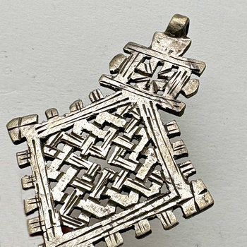 Ethiopian Silver Metal Coptic Cross Pendant