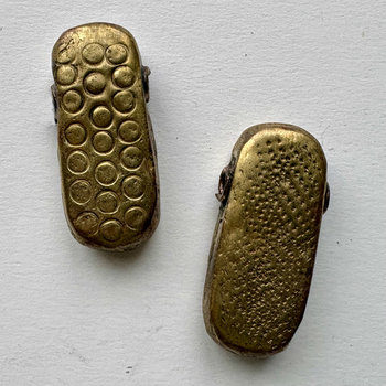 African Debossed-Metal Hollow Pendants: Small Set of 2