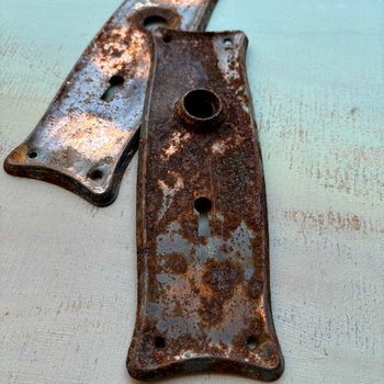 SOLD: Vintage Grungy Metal Door Plates: Pair