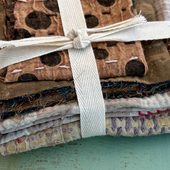 Kantha Stitch Large Scrap Bundle: EARTH
