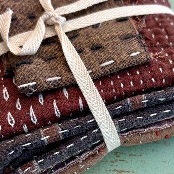 Kantha Stitch Large Scrap Bundle: EARTH