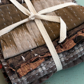 Kantha Stitch Large Scrap Bundle: EARTH