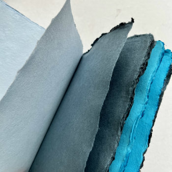 Rustic Handmade Parchment Journal: Multi-Blue