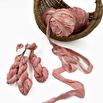 Farmette Plant-Dyed Sari Silk Ribbon: Watermelon