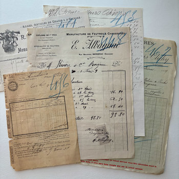 Original Antique French Ephemera & Receipts: Set of 7