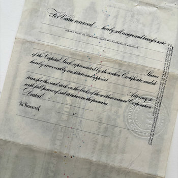 Original Ephemera: 1933 Grigsby-Grunow Stock Certificate