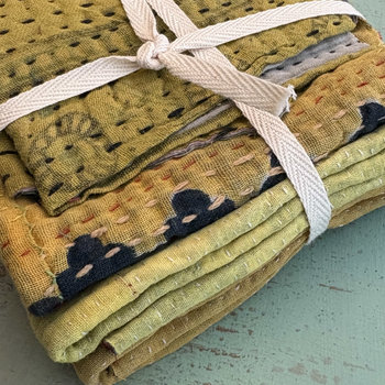 Kantha Stitch Large Scrap Bundle: Harvest 