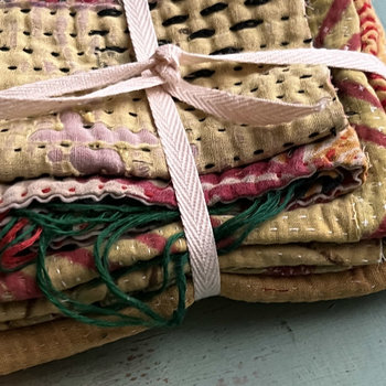 Kantha Stitch Large Scrap Bundle: HARVEST