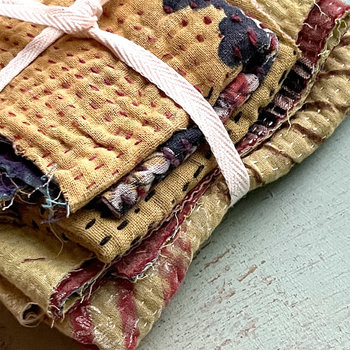 Kantha Stitch Large Scrap Bundle: HARVEST