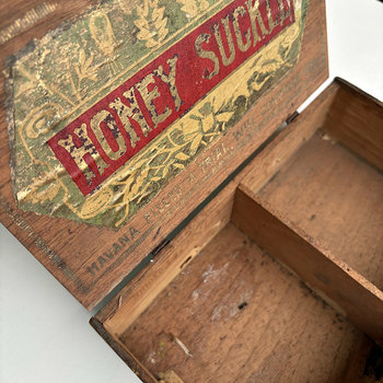SOLD: Wooden 2-Compartment Cigar Box: Honey Suckle 