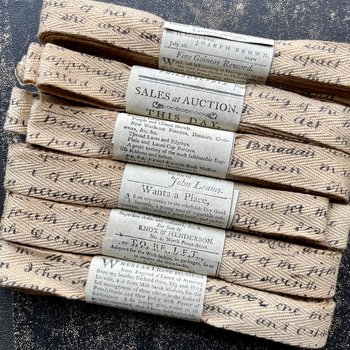 Monahan Papers French Script Cotton Ribbon: "Tea-Dyed"