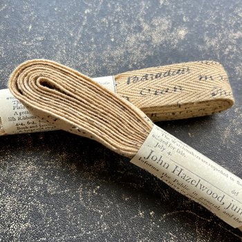Monahan Papers French Script Cotton Ribbon: "Tea-Dyed"