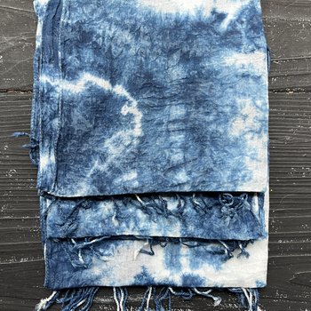 Fiber + Mud Hand Dyed Indigo Cotton Scarf: Shibori 8