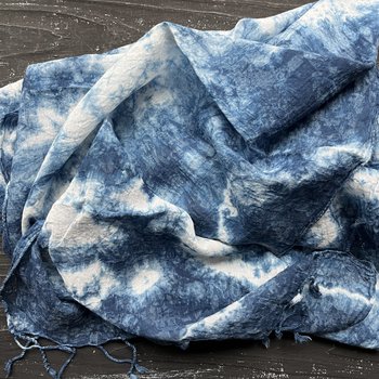 Fiber + Mud Hand Dyed Indigo Cotton Scarf: Shibori 8