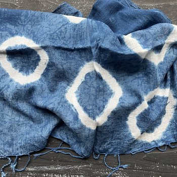 Fiber + Mud Hand Dyed Indigo Cotton Scarf: Shibori 7