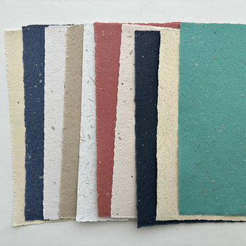 SOLD OUT: French Handmade Paper: 10 Mixed Colors + Inclusions