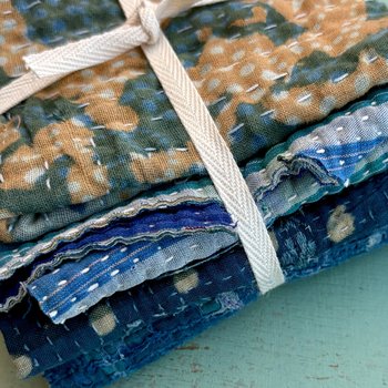 Kantha Stitch Large Scrap Bundle: Leaf