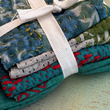 Kantha Stitch Large Scrap Bundle: Leaf