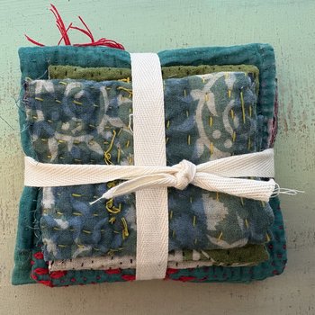 Kantha Stitch Large Scrap Bundle: Leaf
