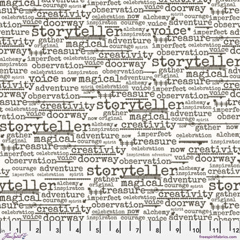 FreeSpirit Stamped Fabric 1/2 Yard Cut: Wordster