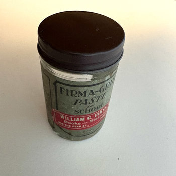 SOLD: Vintage Firma-Grip Paste Glass Jar