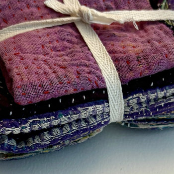 Kantha Stitch Large Scrap Bundle: Purple Haze
