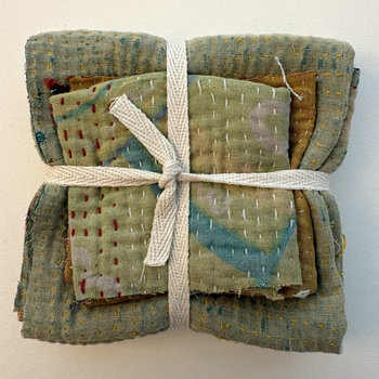 Kantha Stitch Large Scrap Bundle: Sagebrush