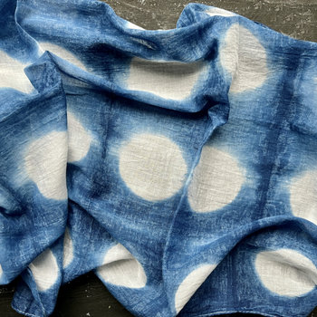 Fiber + Mud Hand Dyed Indigo Cotton Scarf: Shibori 4