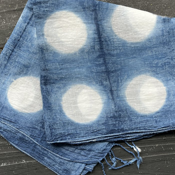 Fiber + Mud Hand Dyed Indigo Cotton Scarf: Shibori 4