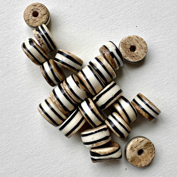 African Striped Disk Bone Beads