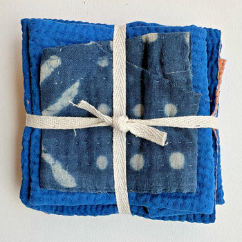 Kantha Stitch Large Scrap Bundle: The Blues 1